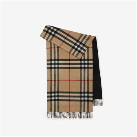 Reversible Check Cashmere Scarf in Archive beige/black